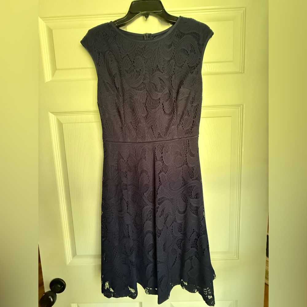 Classic Navy Lace Fit-and-Flare Dress